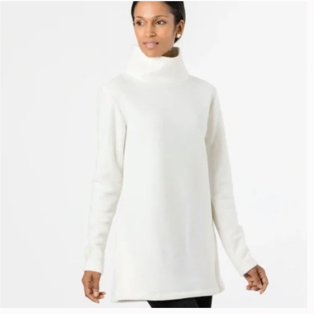 Dudley Stephens Cobble Hill Tunic Sweater Off-White Vello Fleece Turtleneck sz S